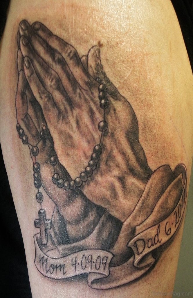 Praying Hands Cross Tattoo Design