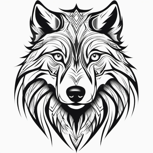 Premium Ai Image Majestic Tribal Wolf Tattoo