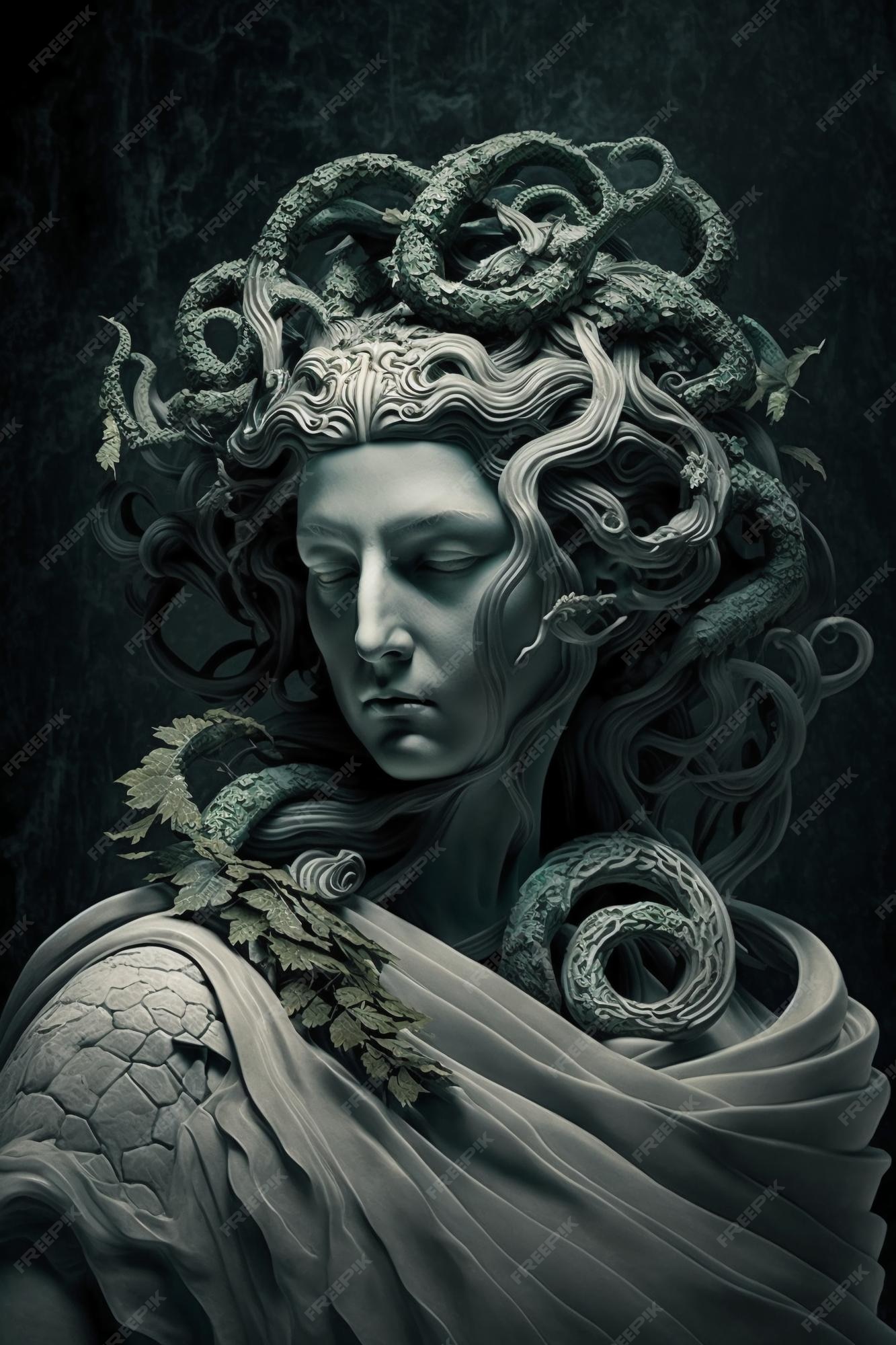 Premium Photo A Forlorn And Beautiful Enchanted Medusa With Filigree