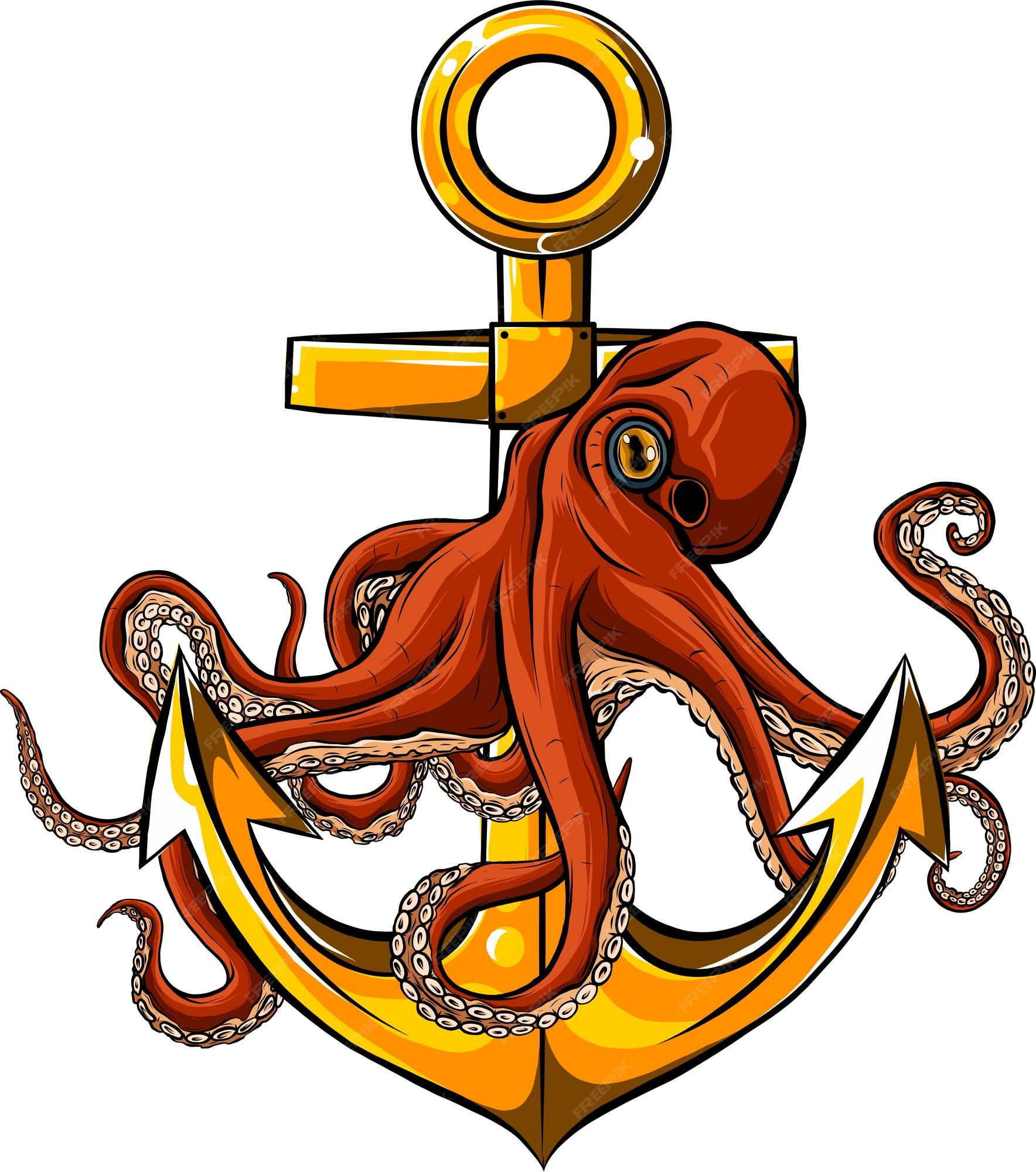 Premium Vector Octopus And Anchor In A Tattoo Style