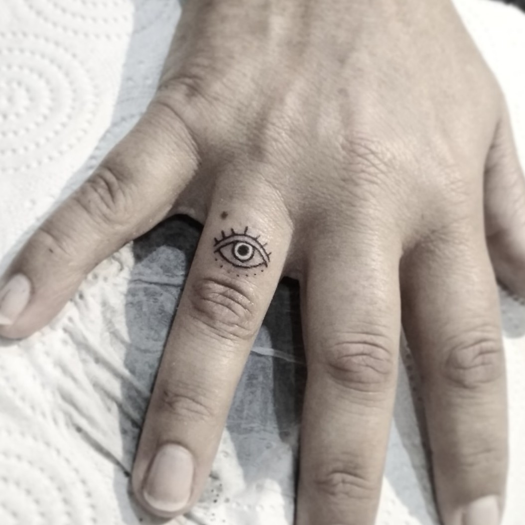 Pyramid Eye Tattoo Finger