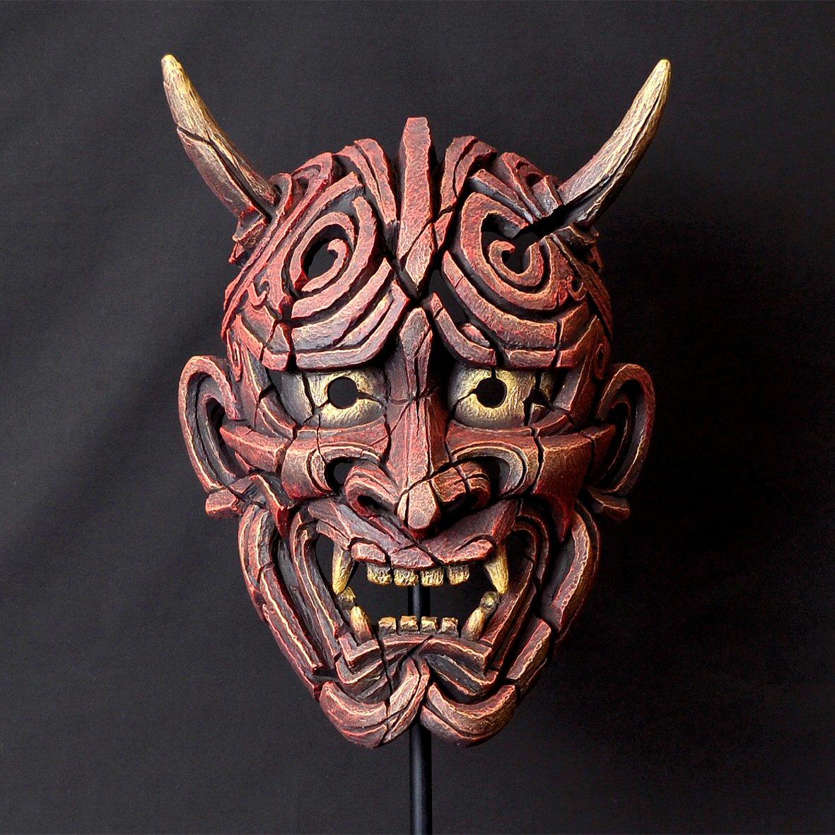 Red On Black Framed Japanese Hannya Mask With Rope Etsy