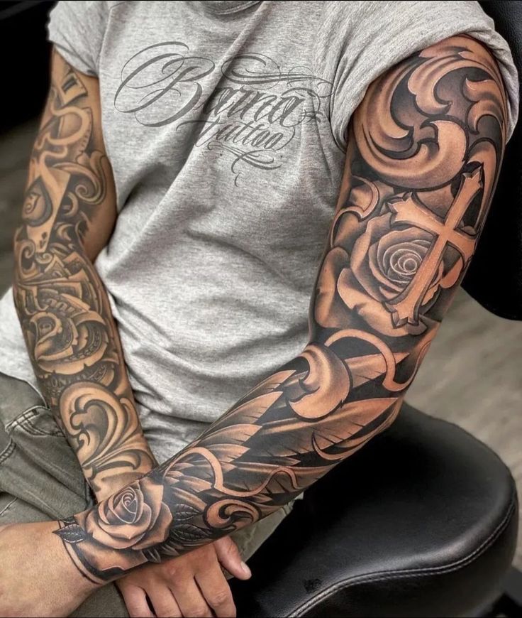 Religi Ses Tattoo Arm Wrap Tattoo Tattoo Arm Mann Angel Sleeve