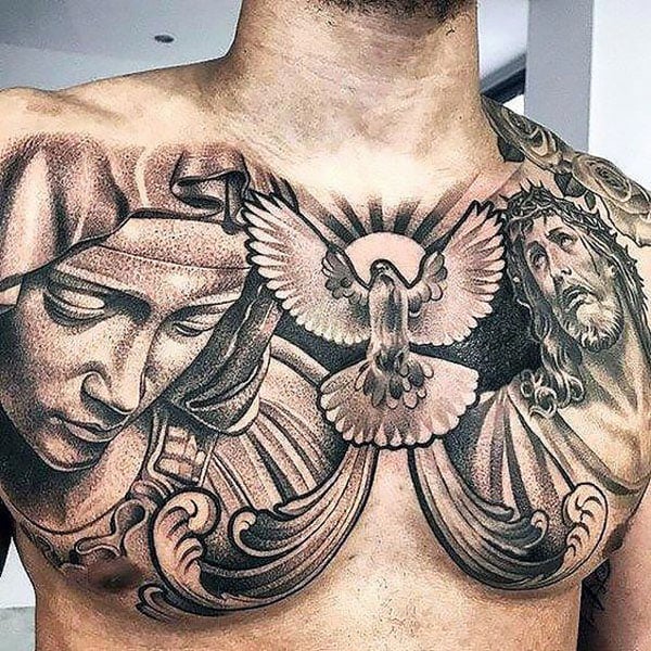 Religious Full Chest Tattoos