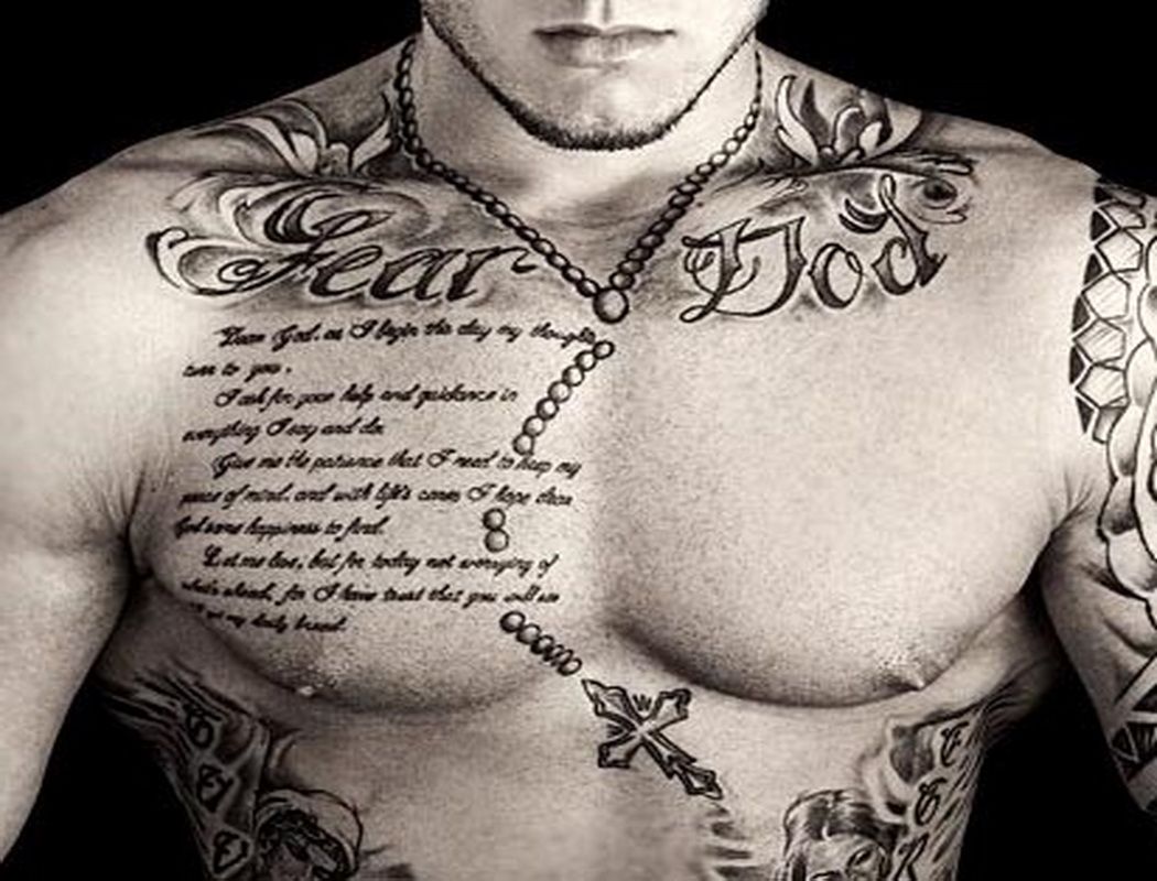 50 Inspiring Religious Half Chest Tattoo Designs