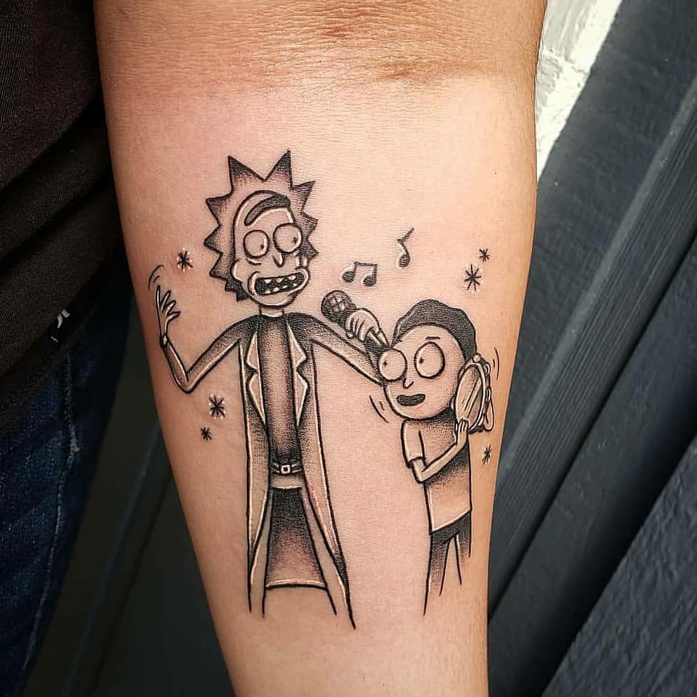 Rick And Morty On The Background Of A Planet Tattoo Idea Rick And