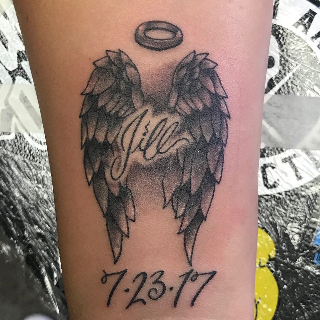 Memorialize Loved Ones with Rip Angel Wing Tattoos