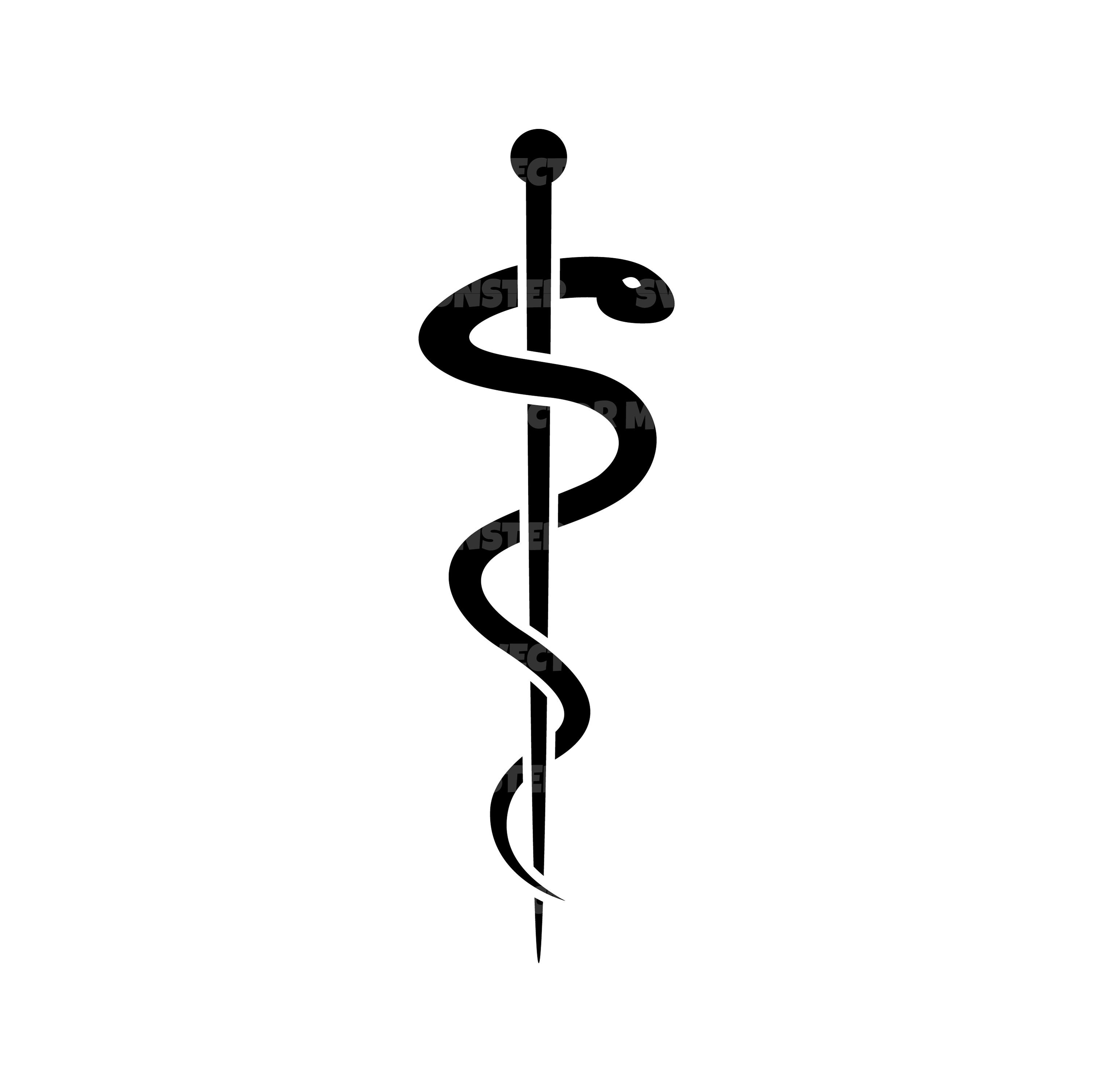 Rod Of Asclepius Symbol Vector Illustration In Engraving Technique Of