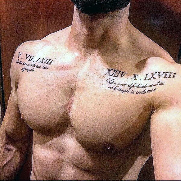 Roman Numeral Tattoos For Men Chest Piece Tattoos Cool Chest Tattoos