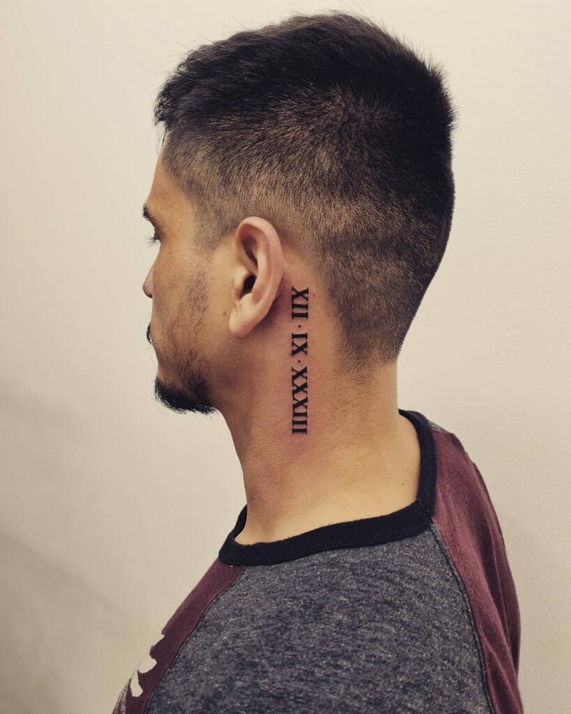 Roman Numeral Tattoos On Neck