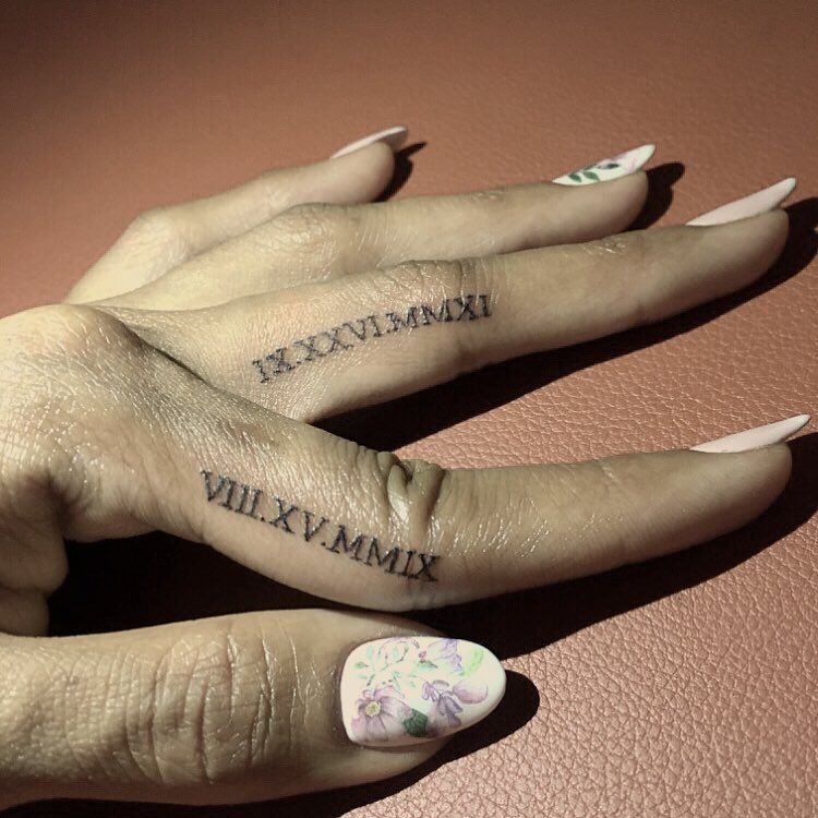 Roman Numerals Tattoo Finger