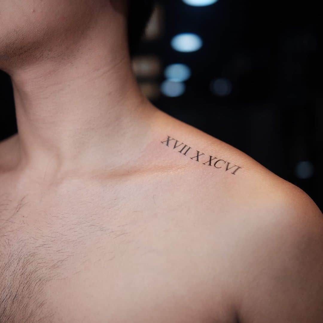 Roman Numerals Tattoo On Shoulder