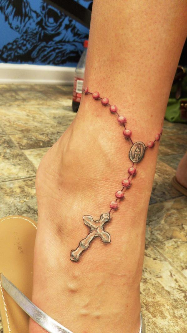 Rosary Tattoo On Foot Tattoos Designs