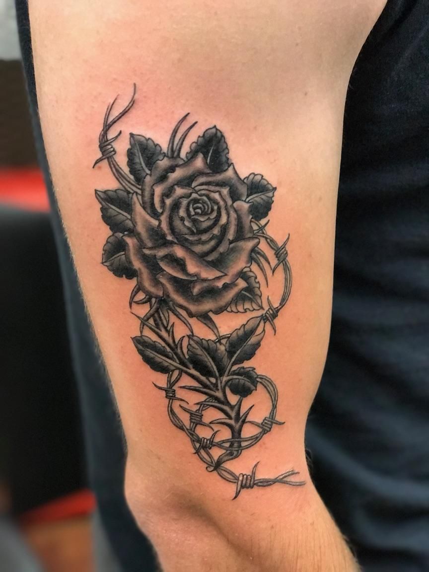 Rose And Barbed Wire Tattoo Meaning Rose Mit Stacheldraht Tattoo