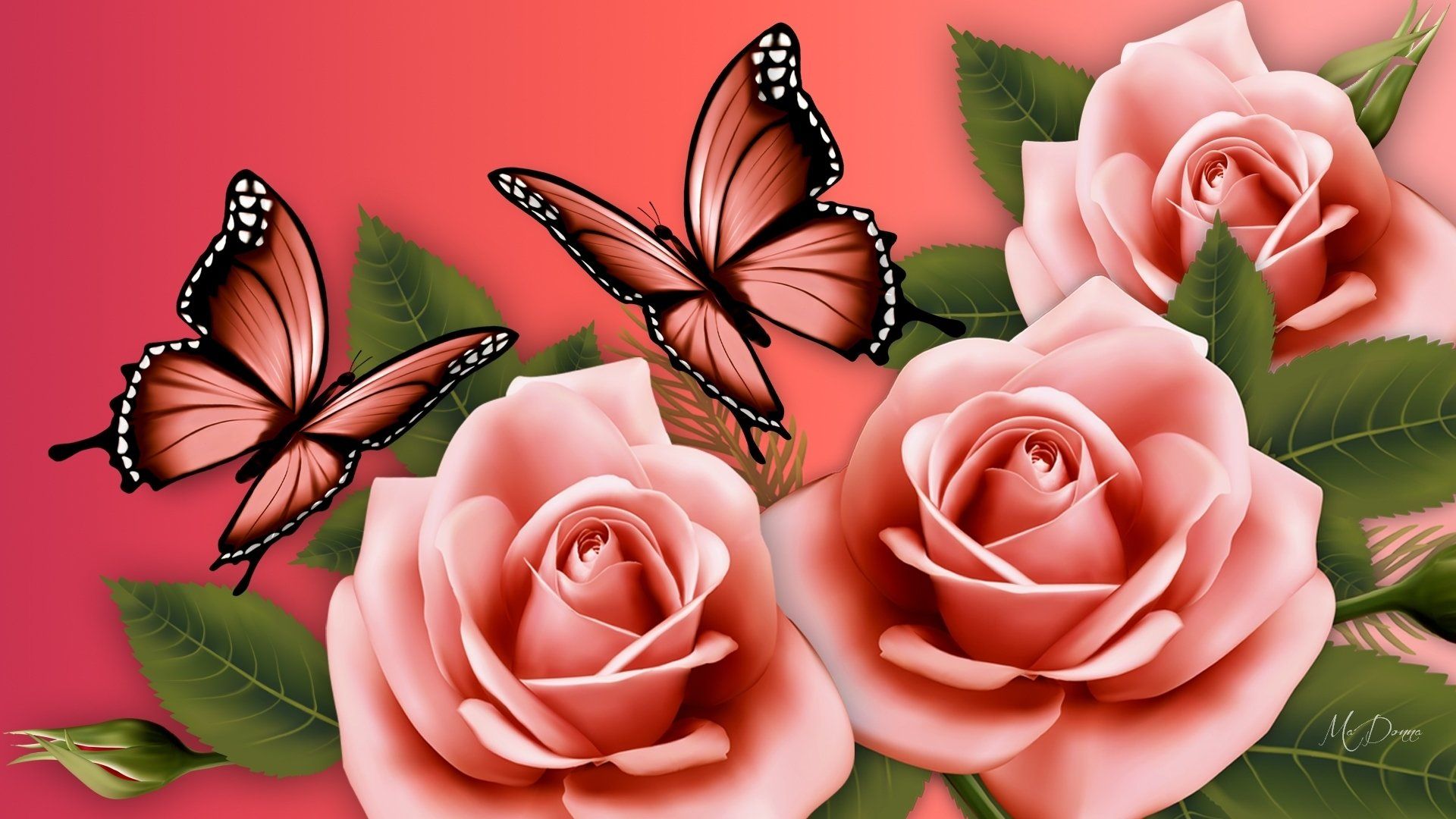 Rose And Butterflies By Zetas Art On Deviantart Rose And Butterfly