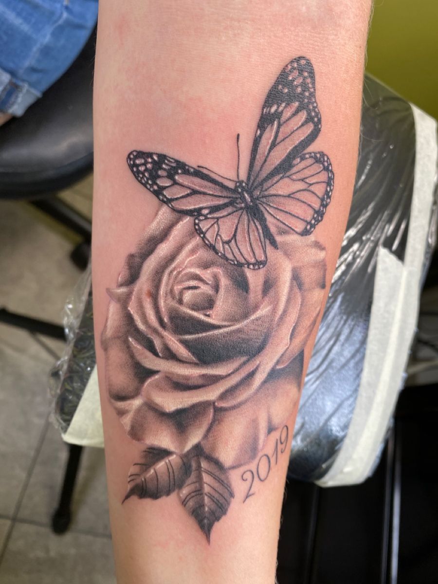 Rose Butterfly Memorial Tattoo Rose Tattoos For Women Thigh