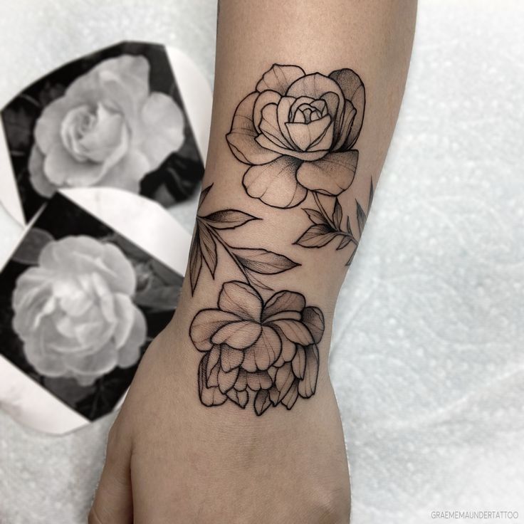 Rose Peony Wrist Wrap Wrap Around Wrist Tattoos Flower Wrist