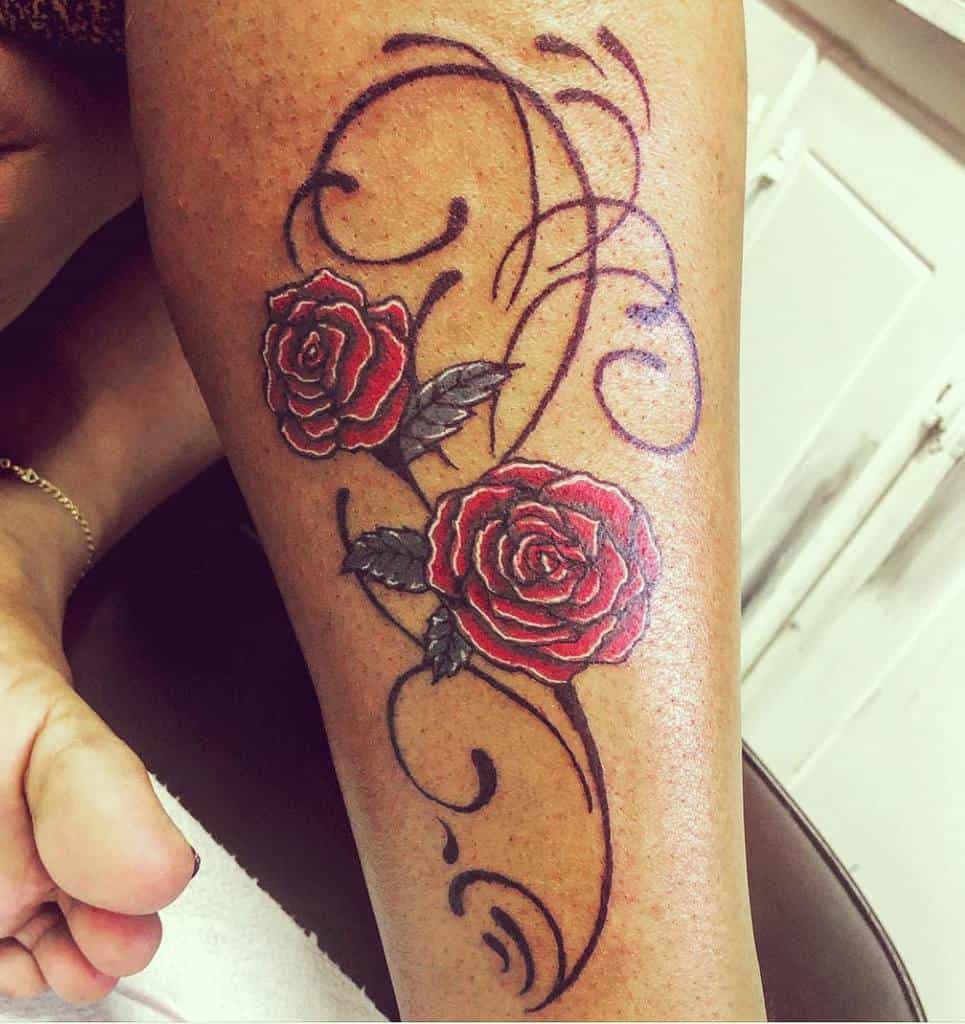 Rose Vine Tattoo Designs On The Leg