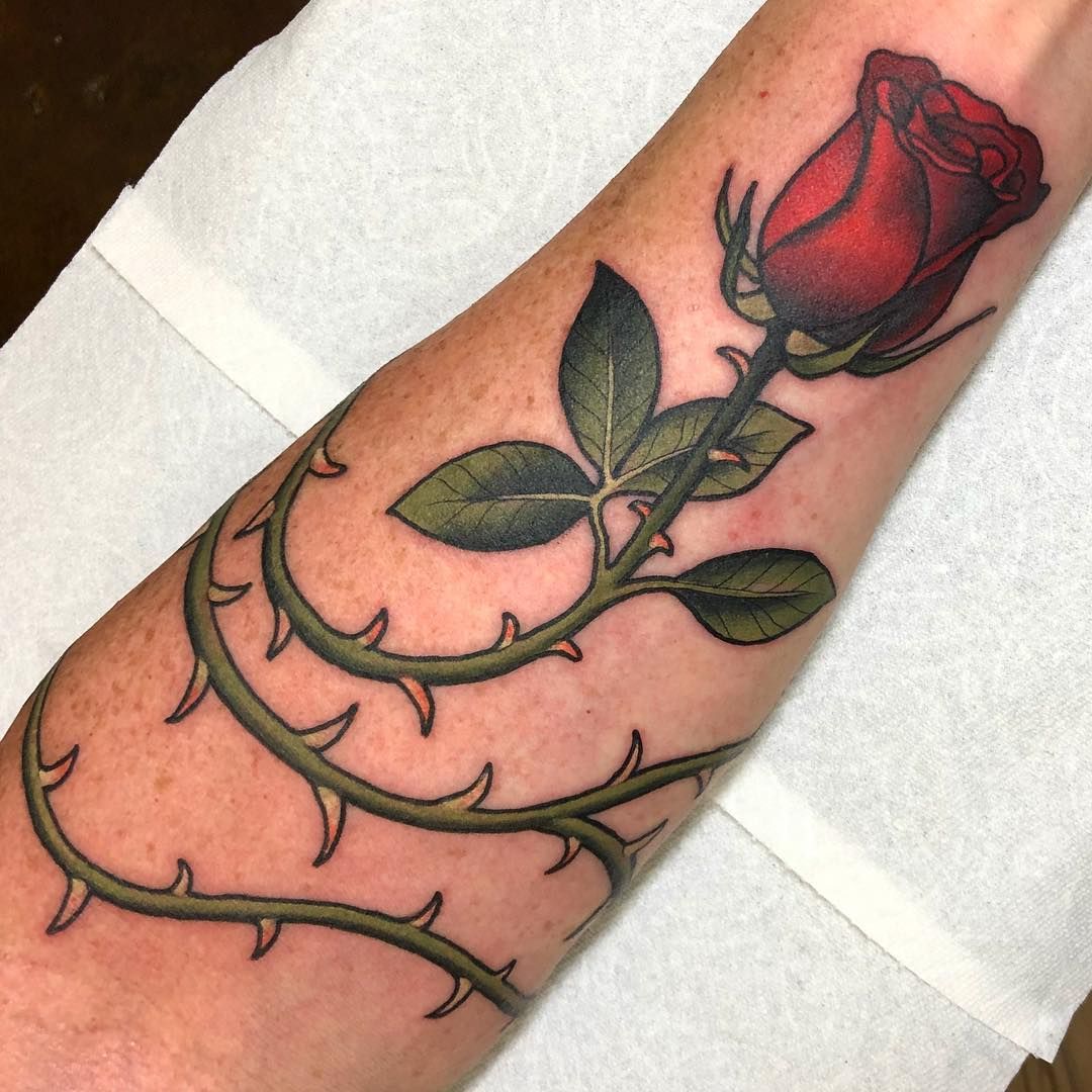 Rose With Thorns Tattoo: Symbolism and Style Guide