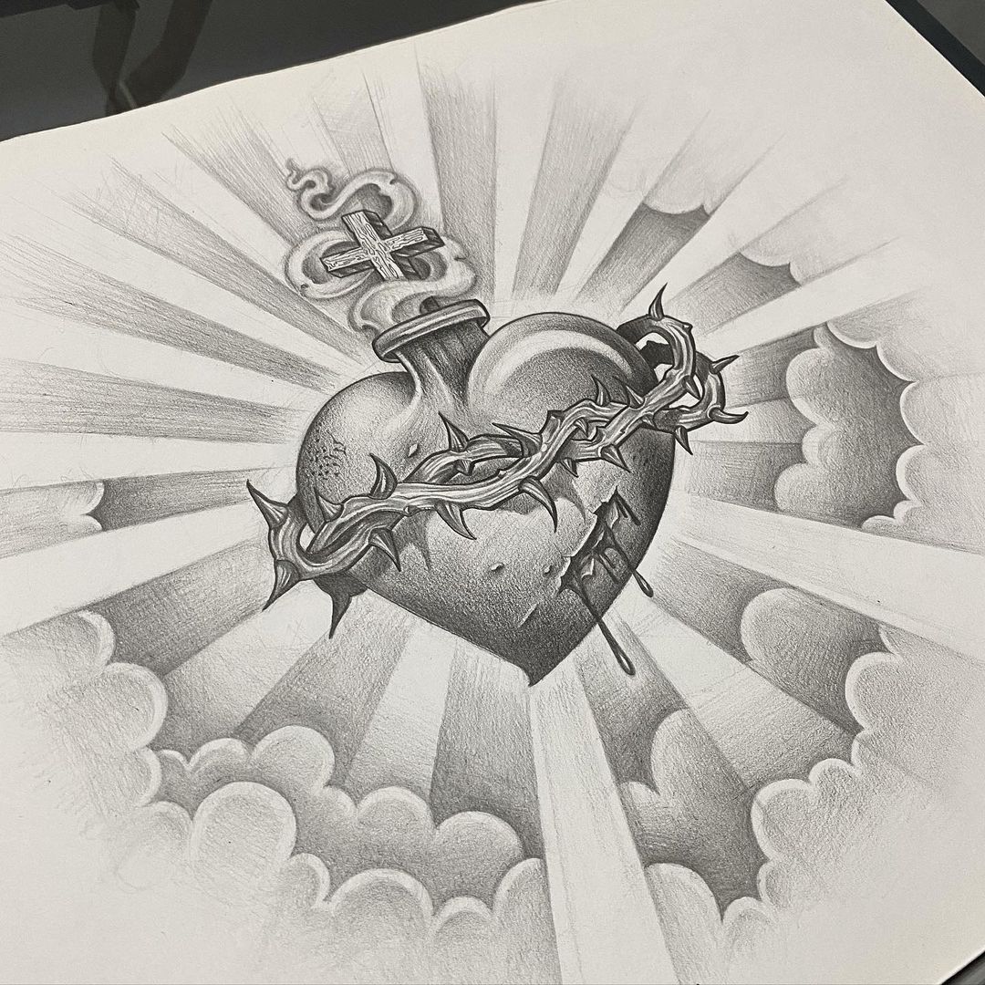 5 Divine Sacred Heart Tattoo Stencil Ideas