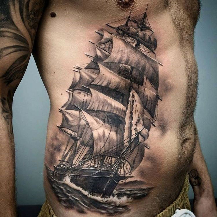 Sailing Ship Tattoo Ship Tattoo Pirate Ship Tattoos Boat Tattoo