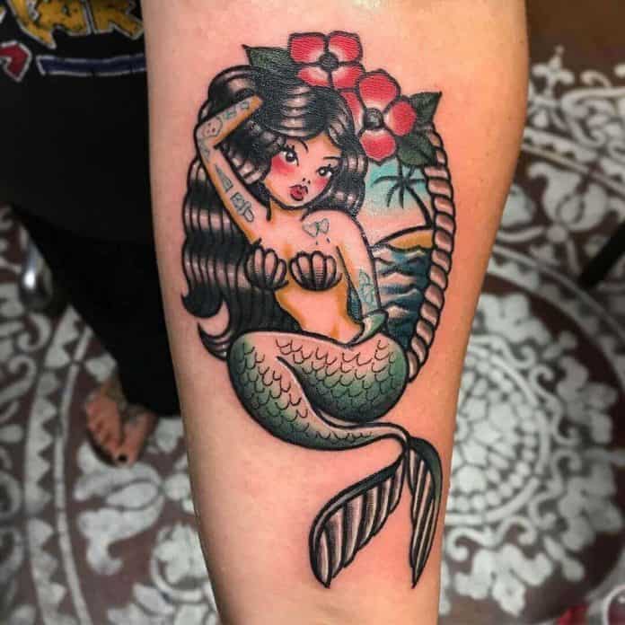 Sailor Jerry Mermaid Pin Up Tattoo