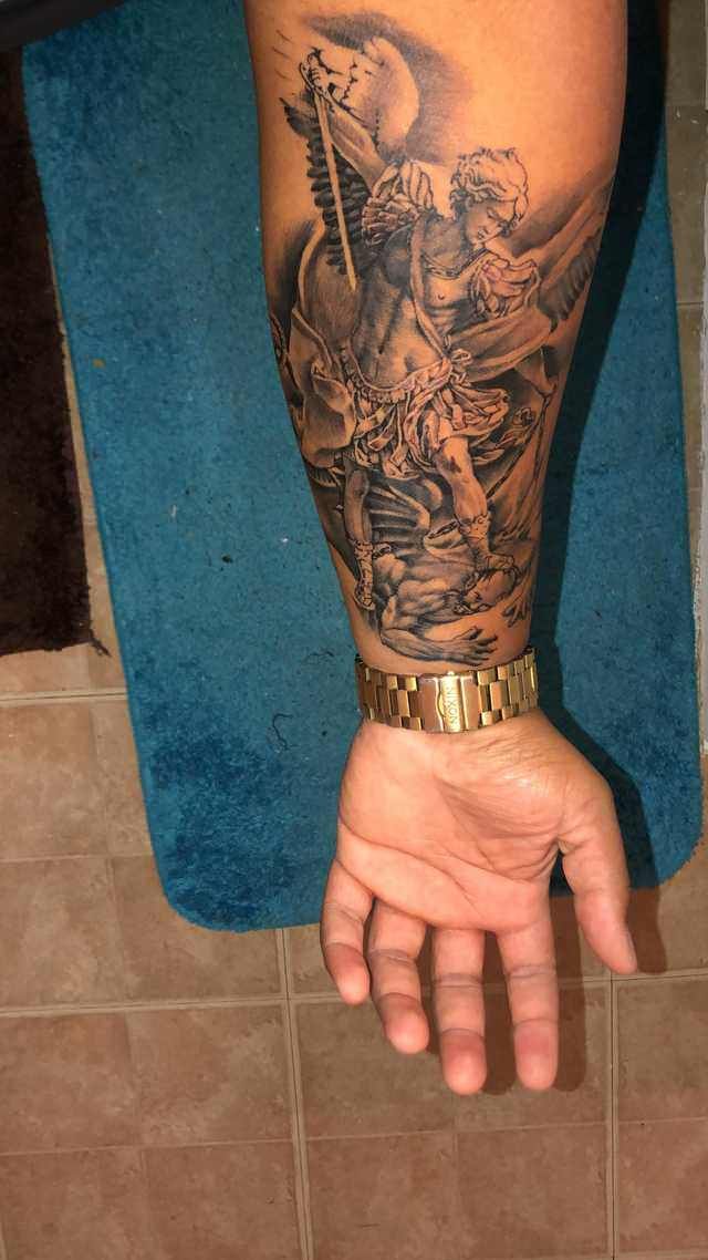 Saint Michael Tattoo Forearm