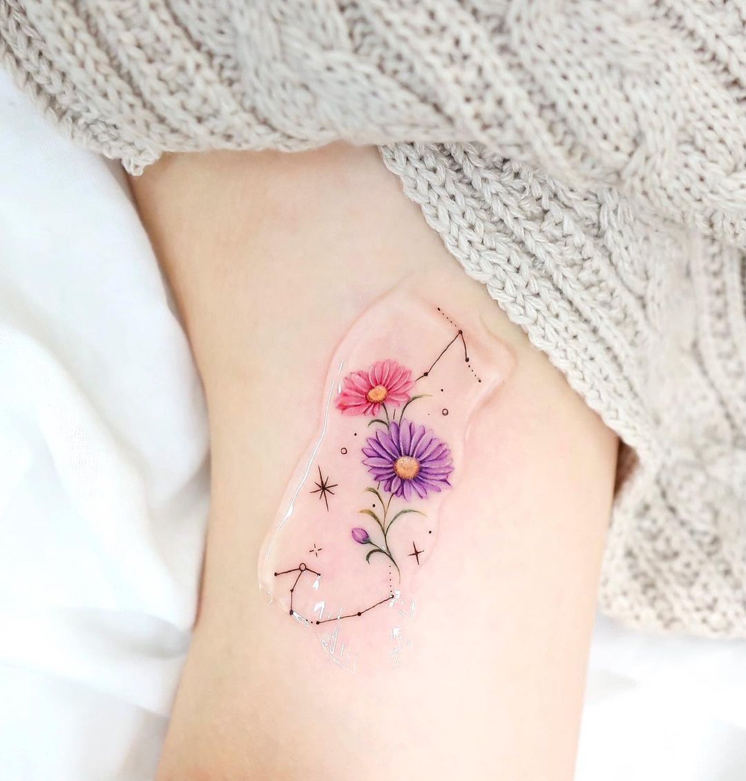 September Birth Flower Aster In 2022 Birth Flower Tattoos Aster Flower Tattoos Vine Tattoos