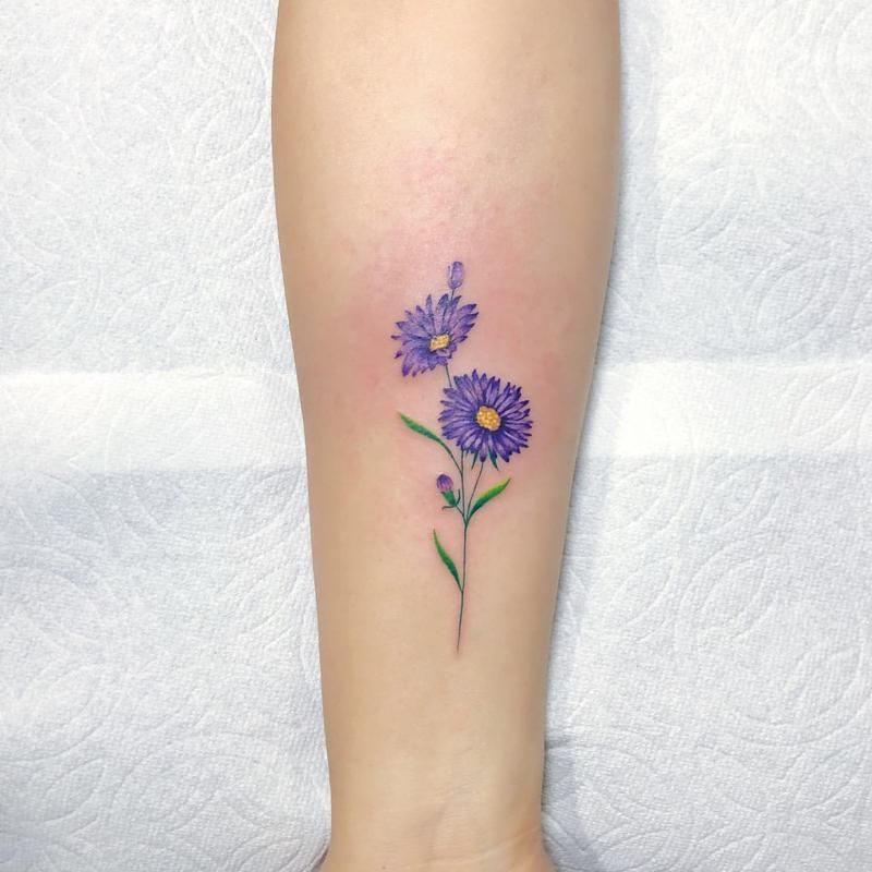 September Birth Flower Aster Tattoo On Back Entertainmentmesh