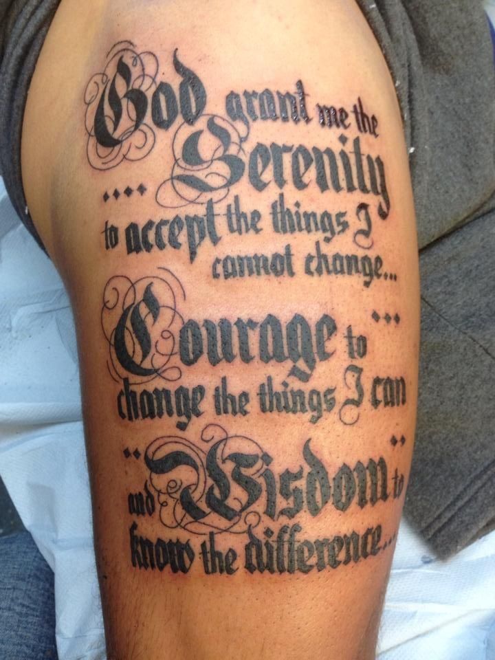 Serenity Prayer Tattoo Design On Forearm Religious Tattoo