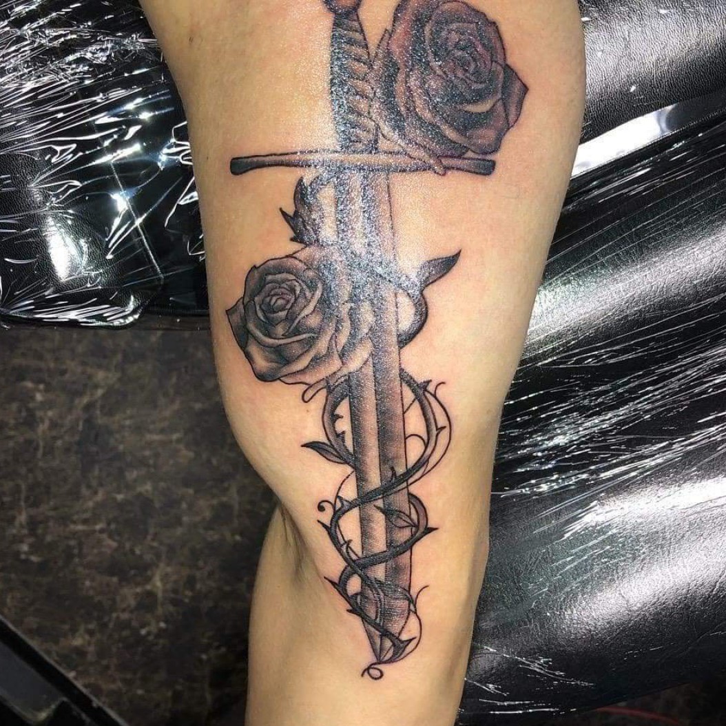 Share 72 Sword Rose Tattoo Latest In Cdgdbentre