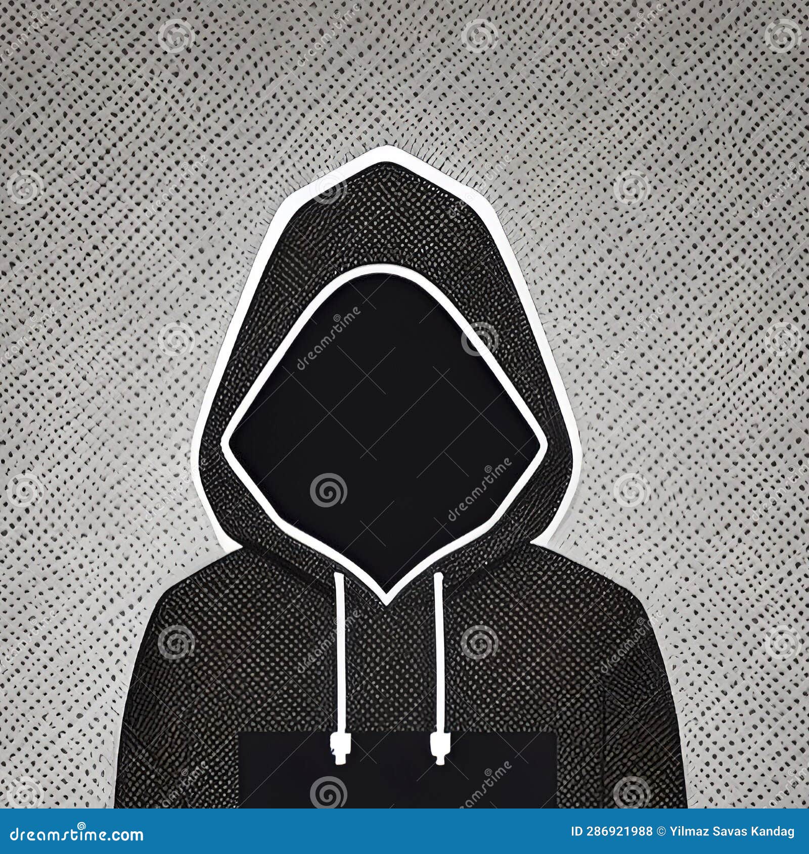 Silhouette Of Hacker Wearing Black Hoodie Sweatshirt Vector