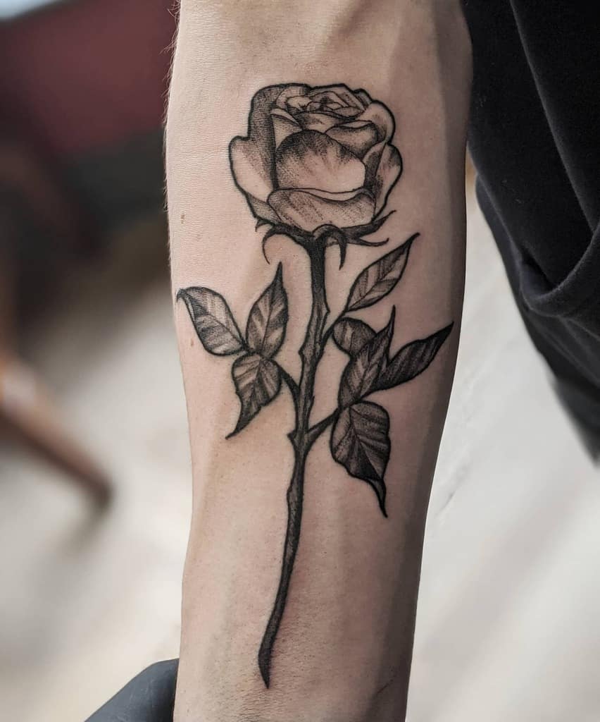 Single Stem Rose Tattoo Elegant Tattoos Rose Tattoos Hand Tattoos