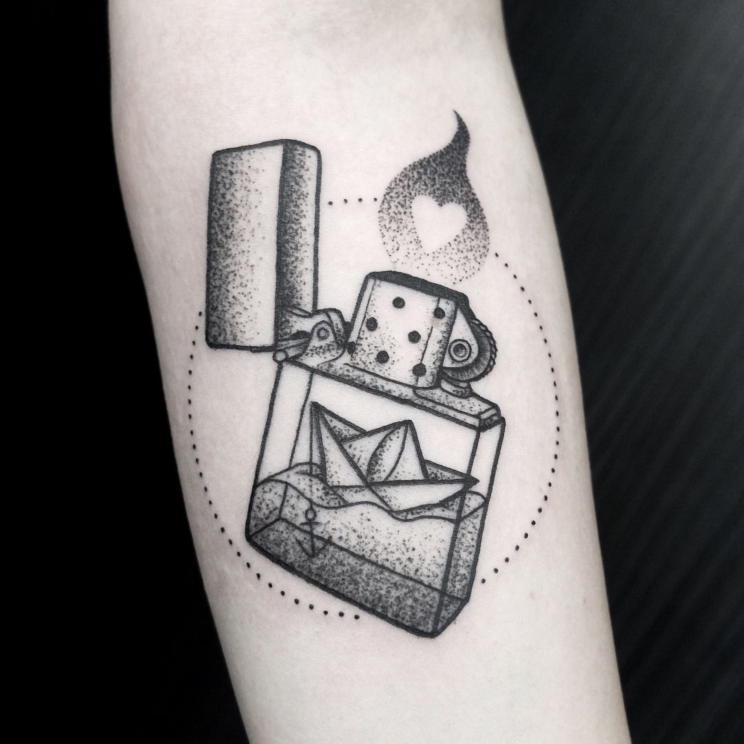 Sister Tat Danke Lighter Zippo Crab Paperboat Sailor Tat