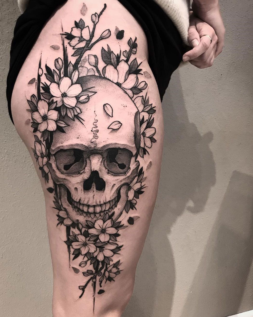 Skull And Flower Tattoos