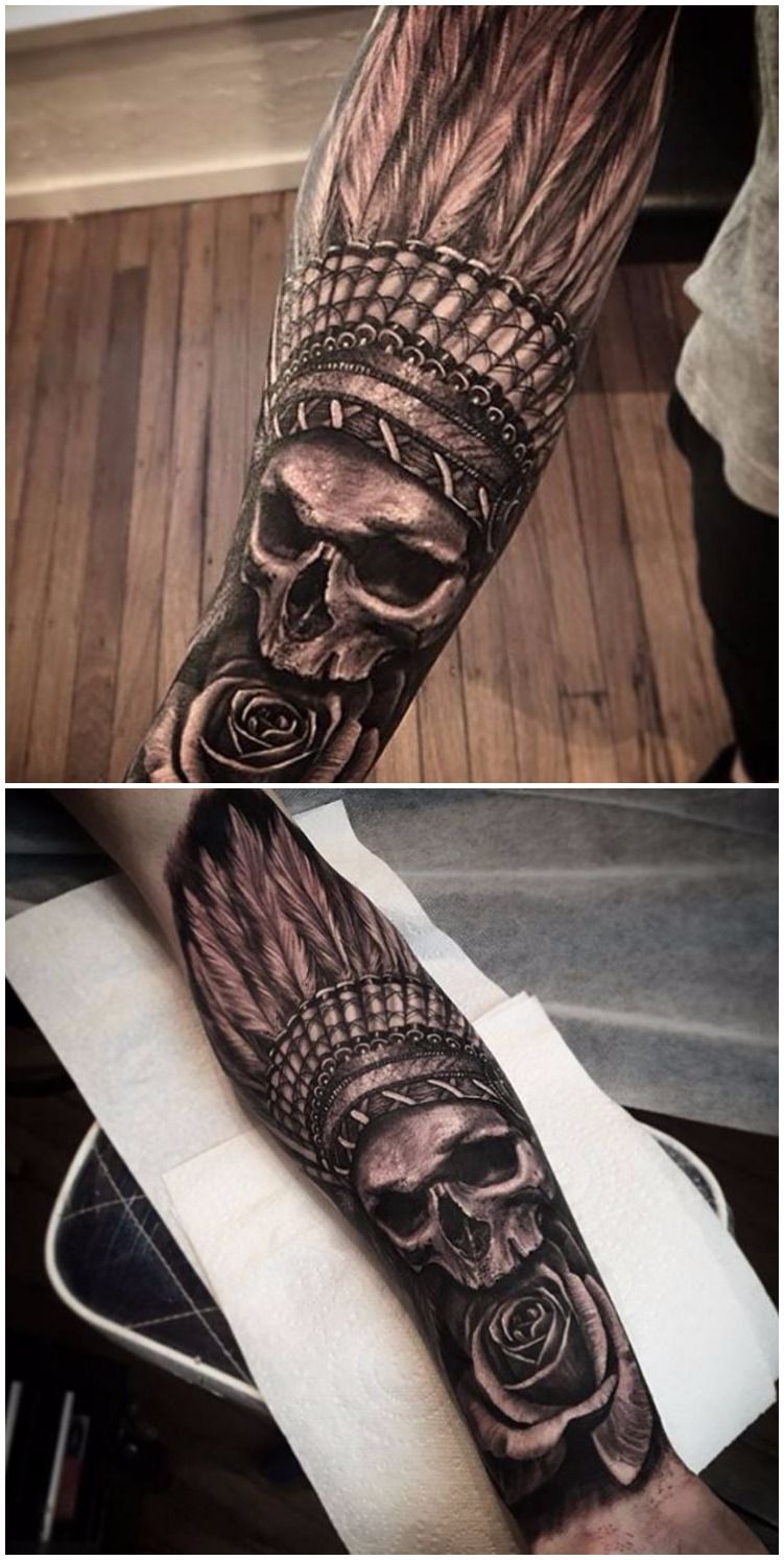 5 Stunning Skull Indian Headdress Tattoo Designs