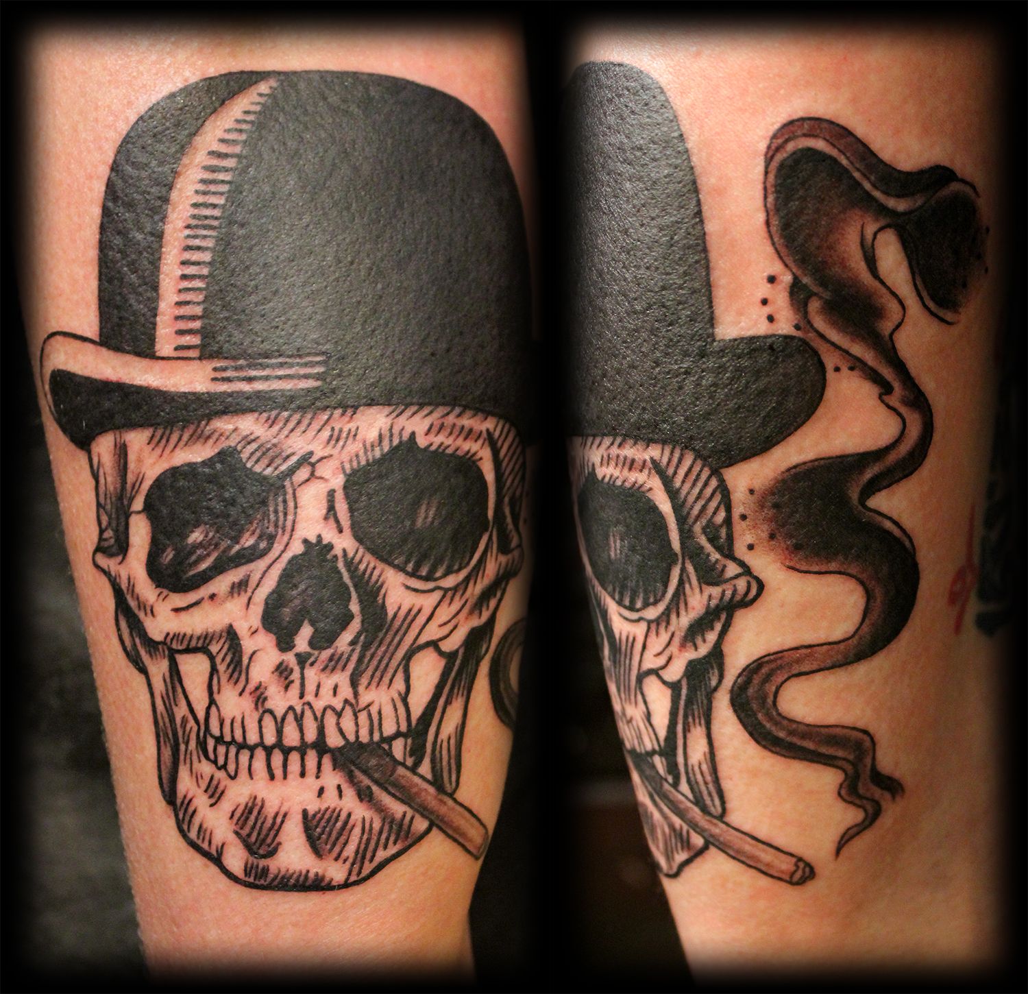 Skull Smoking Cigarette Tattoo