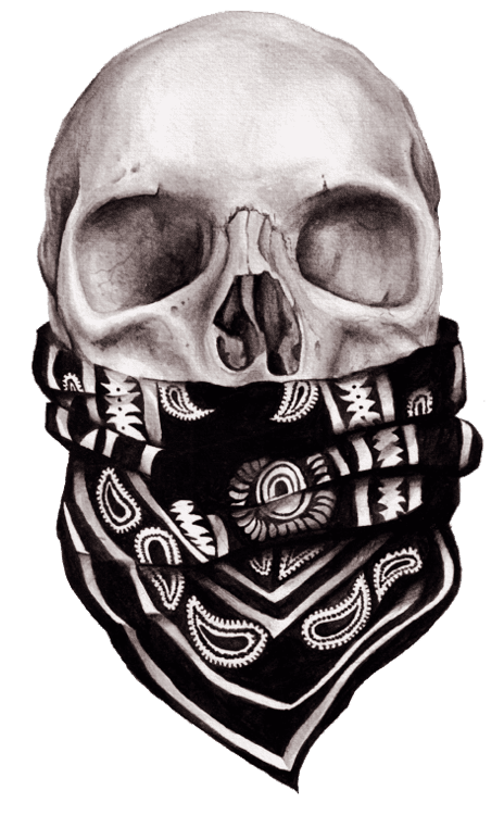 Skull With Bandana Tattoo Drawing