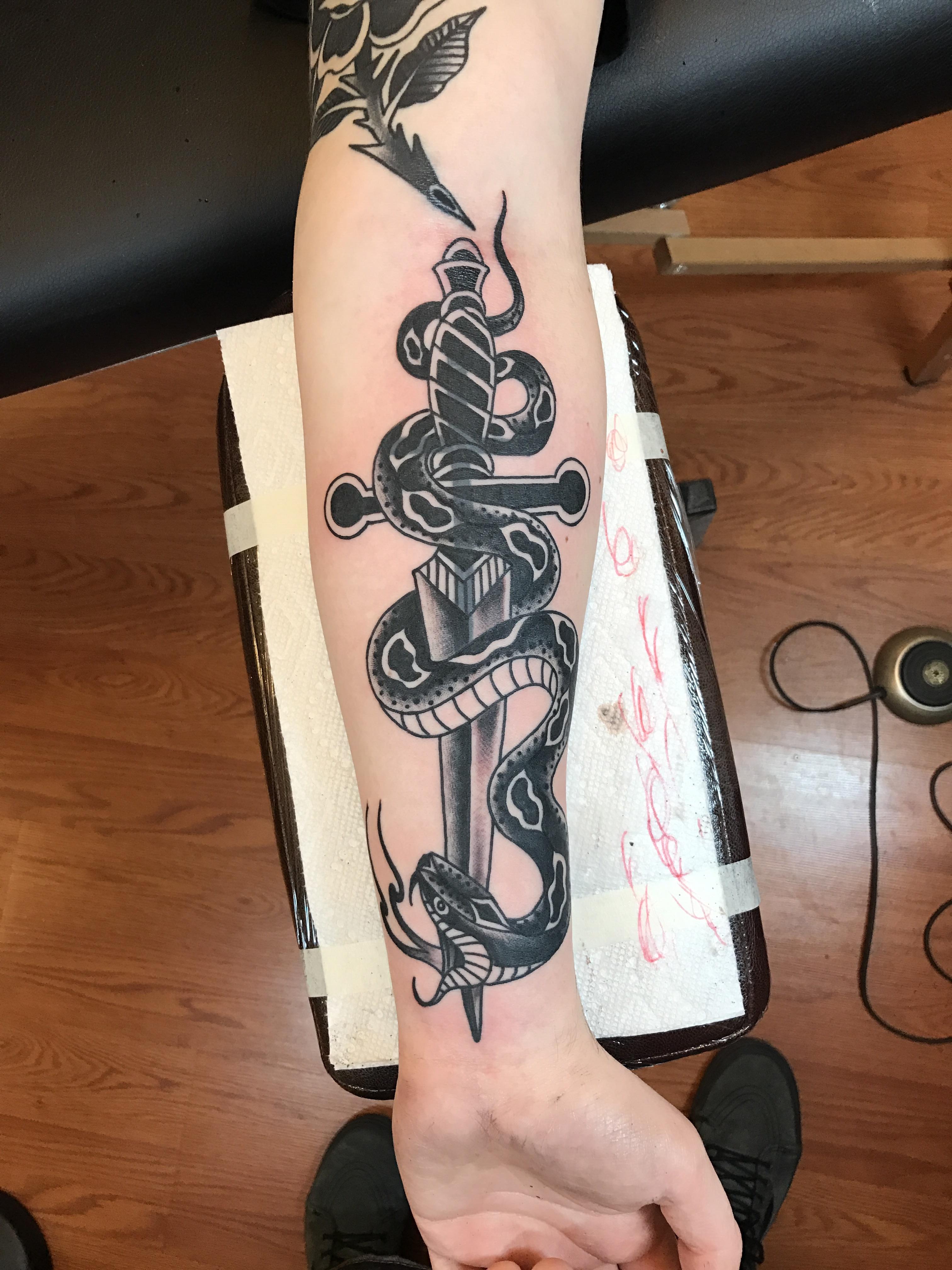 Snake And Dagger Tattoo