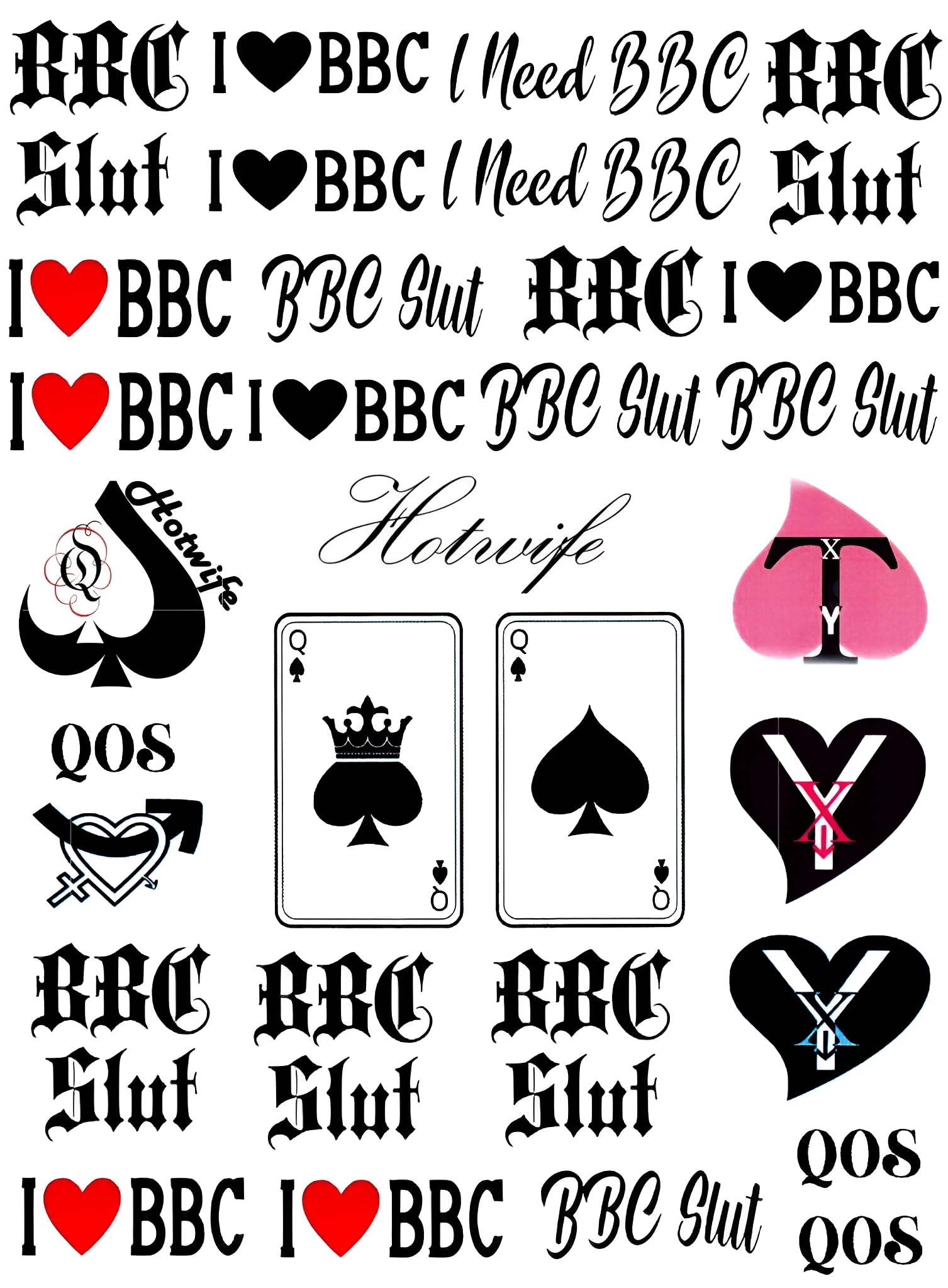 Snapklik Com 4 Sheets Bbc Queen Of Spades Temporary Tattoo Sticker