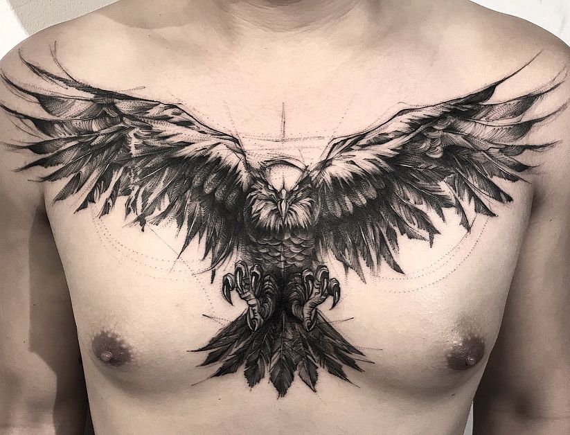 Soaring Eagle Chest Tattoo