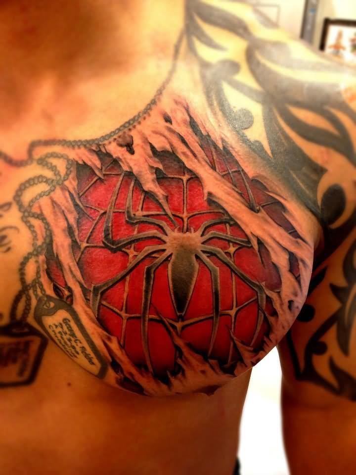 Spiderman Chest Tattoo Designs Ideas And Meaning Tattoos For You