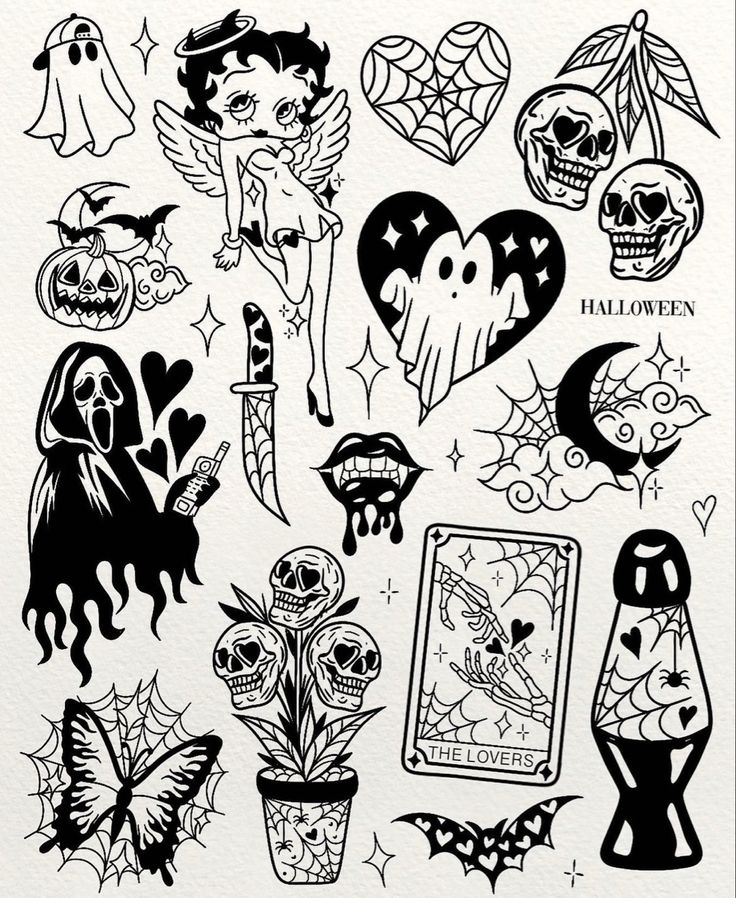 Spooky Flash Small Tattoos Spooky Tattoos Halloween Tattoos