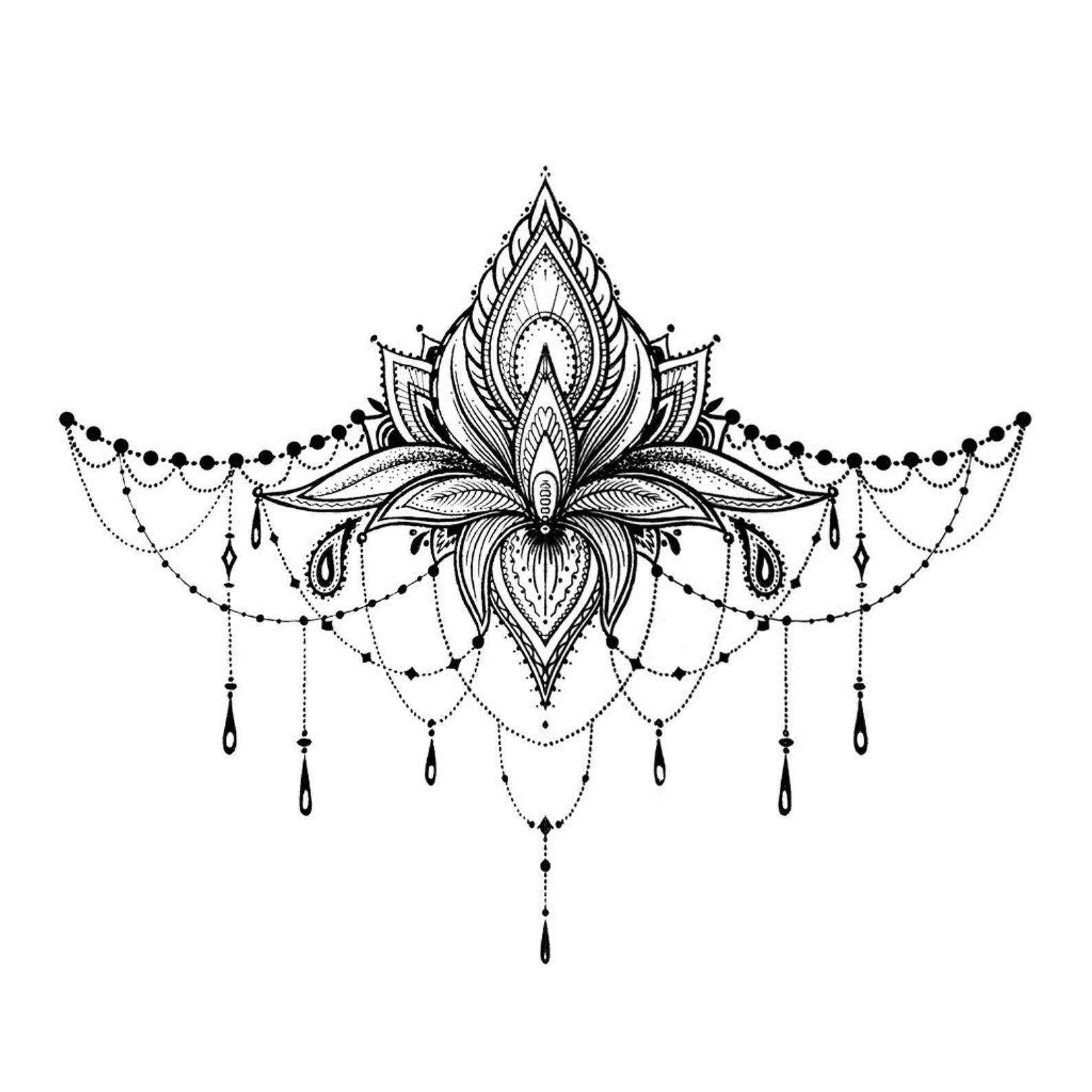 Sternum Tattoo Lotus Mandala Sternum Tattoo Underboob Tattoo Designs