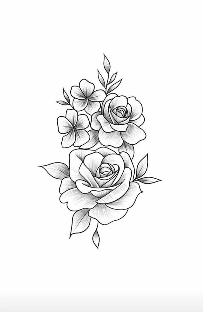 Stunning Mini Rose Tattoo Stencil Picture Flower Tattoo Stencils Rose