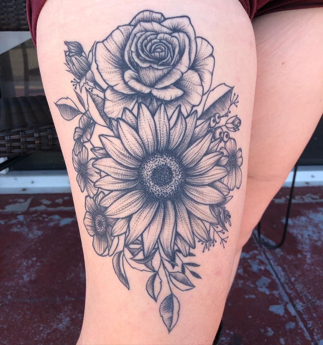 Sunflower And Rose Tattoo: Meaningful Design Ideas