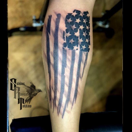 Tattered American Flag Tattoo By Selene Ravenheart By Seleneravenheart