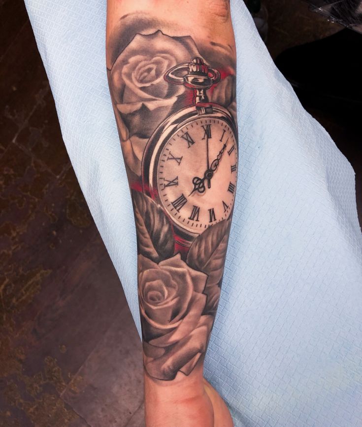 Tattoo Clock Rose Tattoos For Women Half Sleeve Clock And Rose