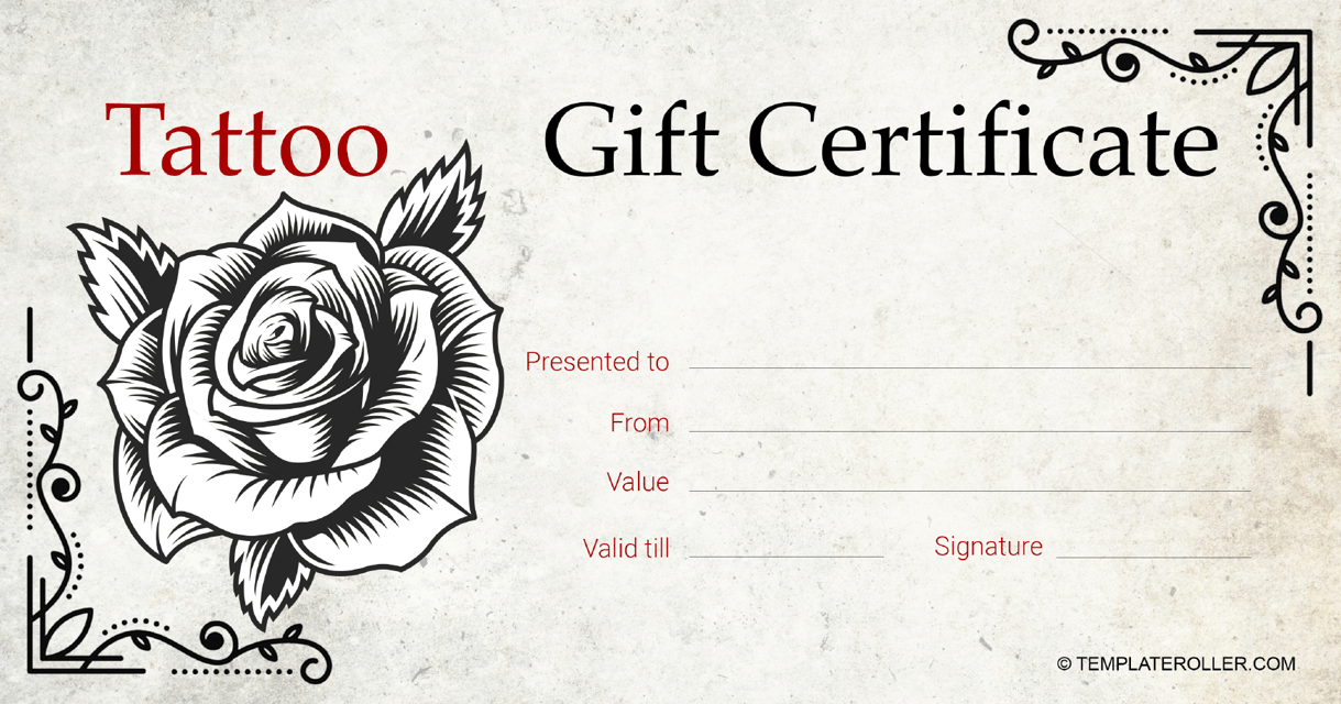 Tattoo Gift Card Template