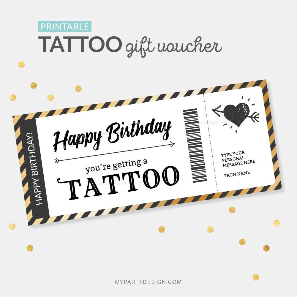 Tattoo Gift Voucher Template Tattoo Gift Idea Digital Download